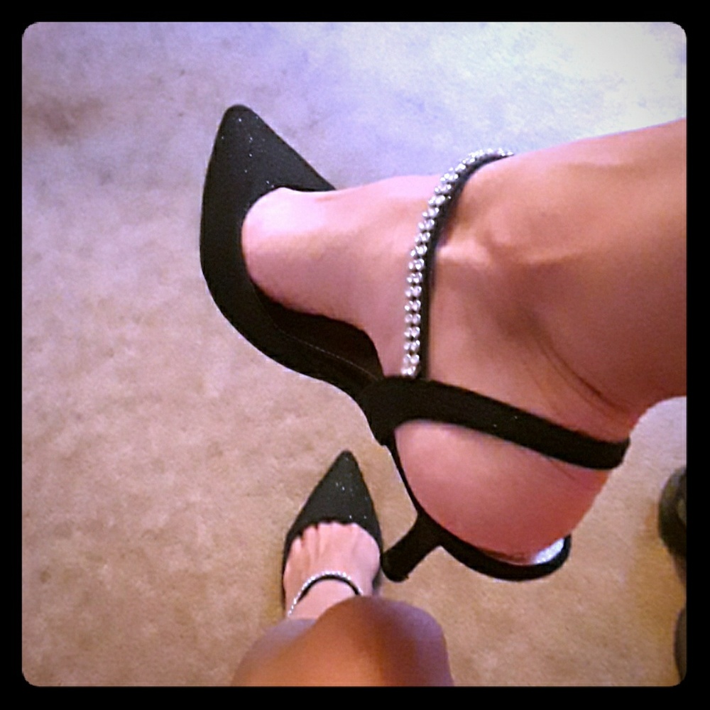 Black sparkly heels